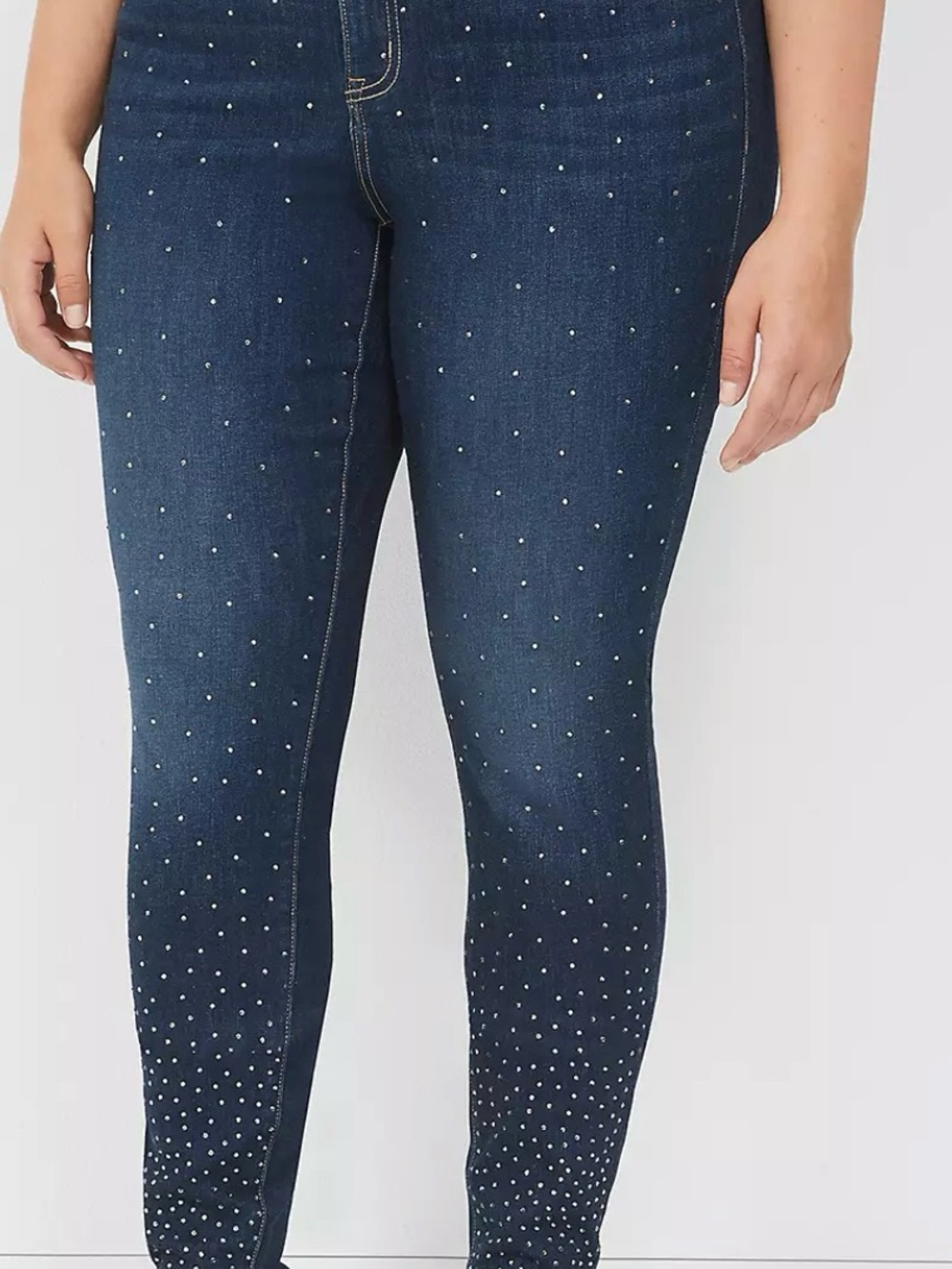 Lane Bryant Dark Blue Skinny Jeans with Rhinestone Dots